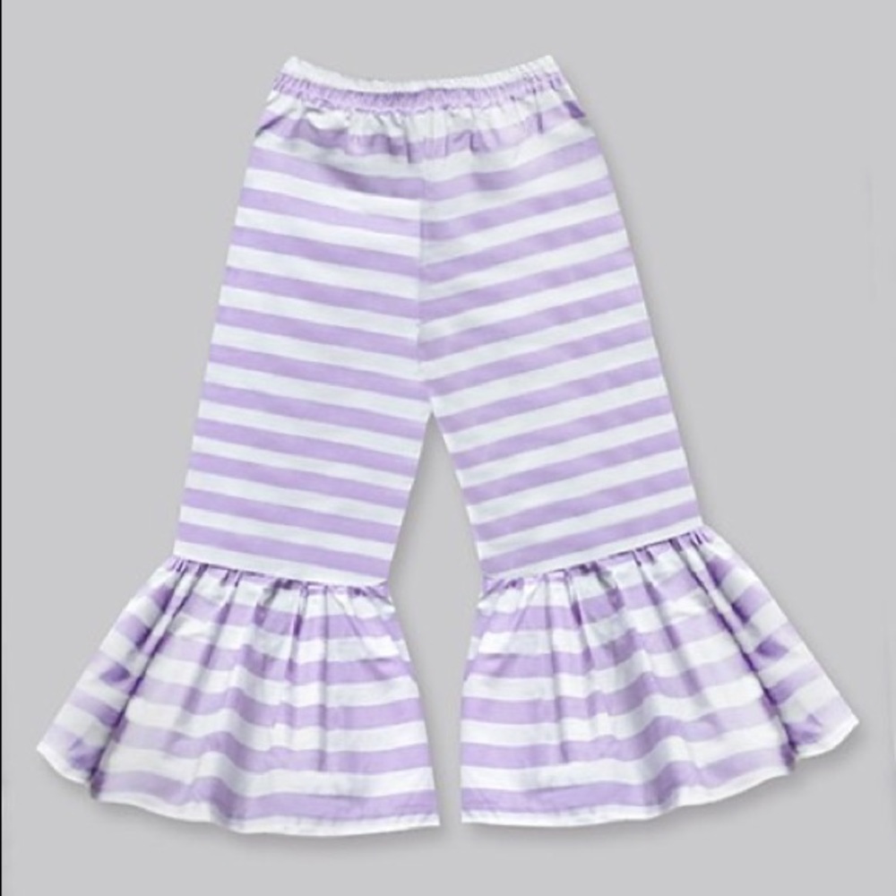 A.T.U.N. Girls Light Purple Stripe Boho Ruffle Pants